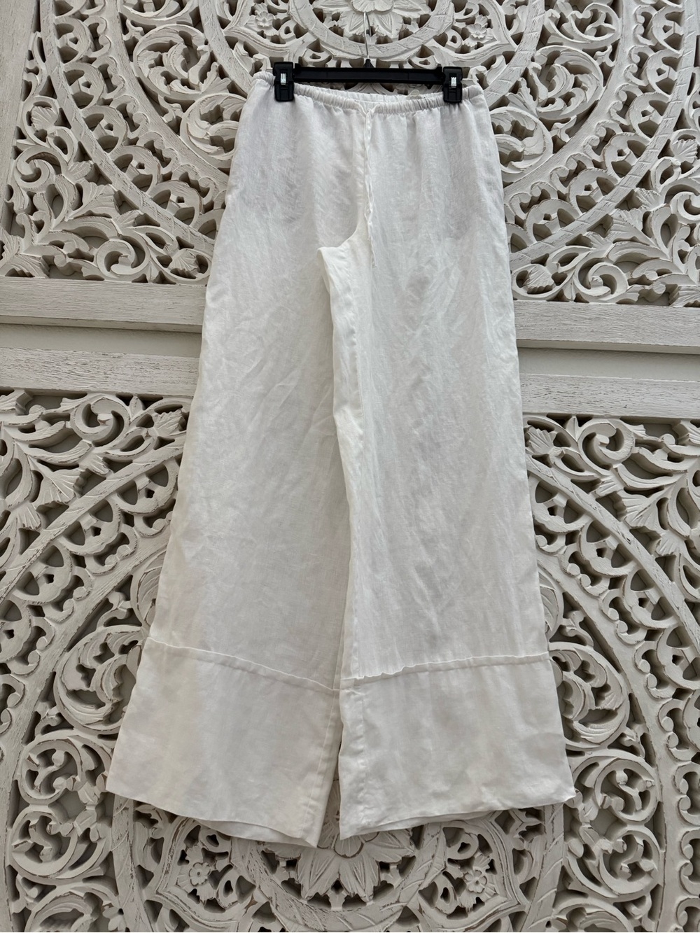 Zara 100% Linen White Wide-Leg Pants - Picture 5 of 7